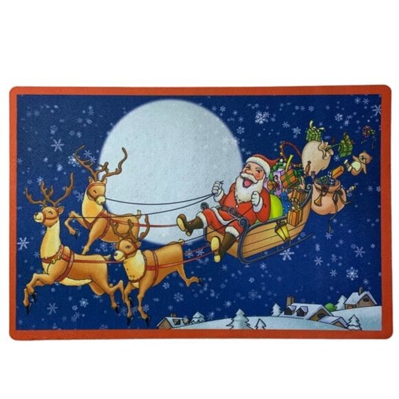 Christmas Holiday Doormat Santa Sleigh Rug Accent Mat Festive Decor 16 X 24 In - Picture 3 of 14